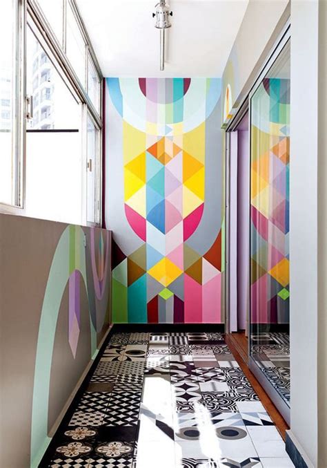 20 Awesome Geometric Walls With Vibrant Colors | HomeMydesign