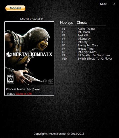 Mortal Kombat X Trainer +9 Update 1 MrAntiFun - download cheats, codes ...