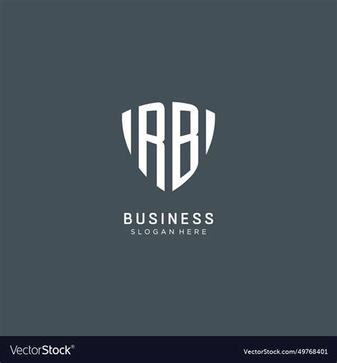 Initials rb logo shield guard shape creative logo Vector Image