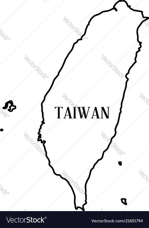 Taiwan outline map Royalty Free Vector Image - VectorStock