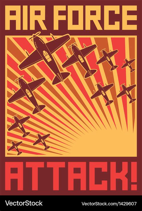 Air force attack poster Royalty Free Vector Image