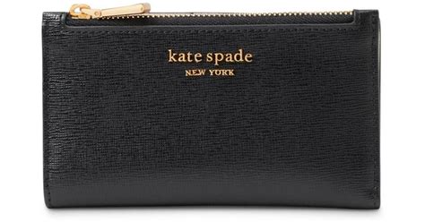 Kate Spade Morgan Saffiano Leather Bifold Wallet in Black/Gold (Black ...