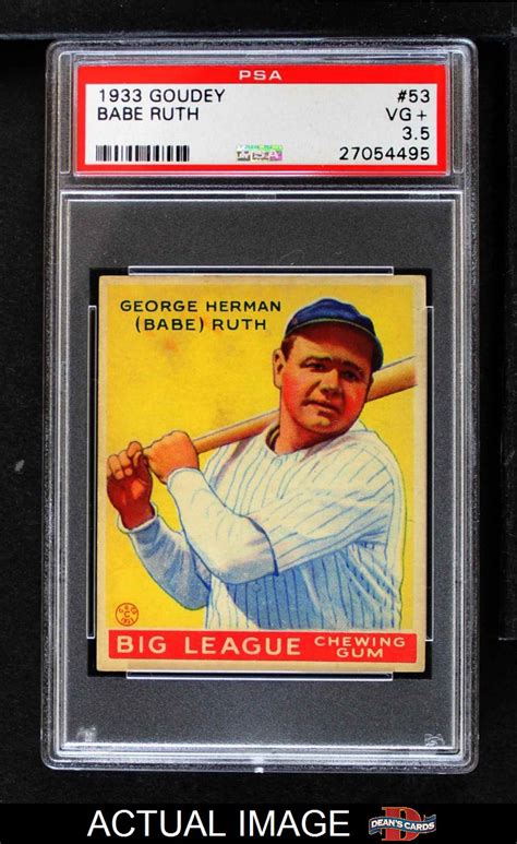 1933 Goudey #53 Babe Ruth Yankees PSA VG+ Y7491