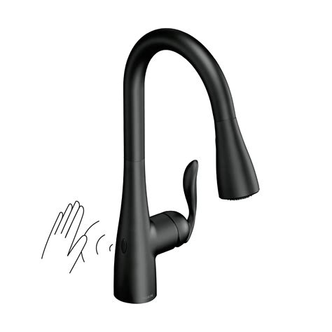Moen Arbor Matte Black Motionsense Wave Sensor Touchless One-Handle Pulldown Kitchen Faucet ...