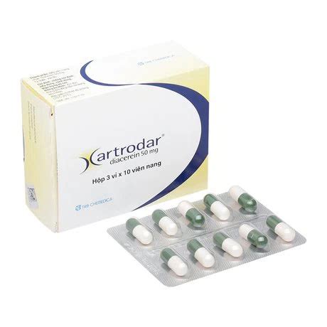 Viên nang Artrodar Diacerein 50 mg điều trị triệu chứng thoái hóa khớp (3 vỉ x 10 viên)