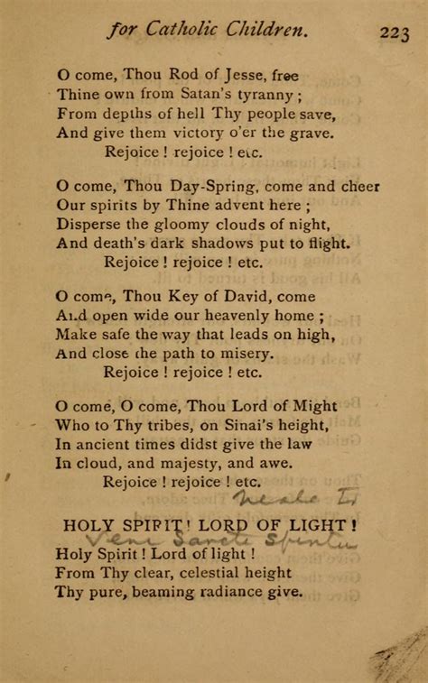 Hymns and Songs for Catholic Children 223. Holy Spirit! Lord of light ...