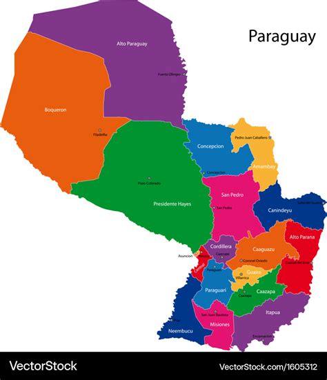 Paraguay map Royalty Free Vector Image - VectorStock