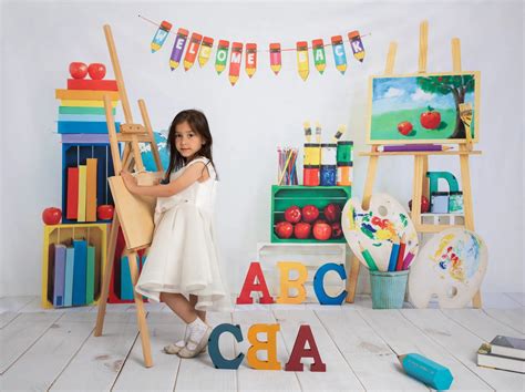 Kate Back to School Backdrop Retro Artist White Designed by Emetselch | Children photography ...