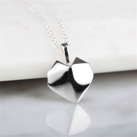 Stunning Silver Origami Heart Necklace By Nest Gifts