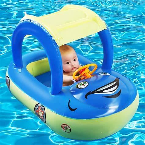 Baby Floatie with UPF 50+ Shade, Inflatable Infant Toddler Pool Floats ...