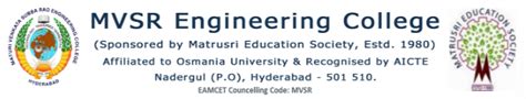 MVSR Engineering College, Hyderabad, Wanted Professor / Associate Professor / Assistant ...