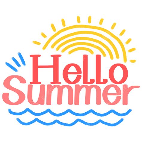 Hello Summer Clipart Vector, Sun Swimming Cute Cartoon Lettering Hello ...