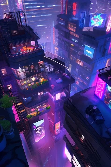 Top View of the Cyberpunk Night City