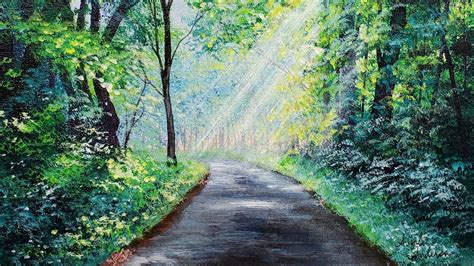 Green Forest Path Landscape Acrylic Painting LIVE Tutorial - YouTube