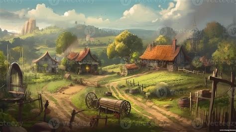 Farm Fantasy Backdrop Concept Art Realistic Illustration Background with 22806963 Stock Photo at ...