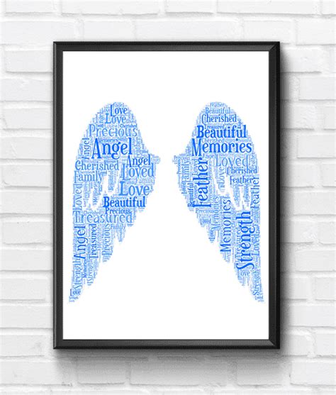 Angel Wings – Memorial Word Art Picture Frame | ABC Prints