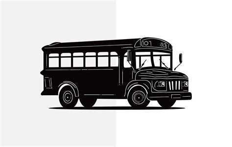 Back To School bus Black color, School Bus flat drawing, Bus Silhouette Vector 25885599 Vector ...