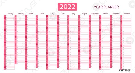 Year planner, 2022 calendar - stock vector | Crushpixel