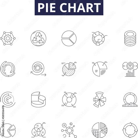 Pie chart line vector icons and signs. Chart, Graph, Diagram, Circle, Fraction, Sector, Area ...