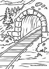 Train Passed Tunnel Coloring Page Kids Thingkid Sketch Coloring sketch template