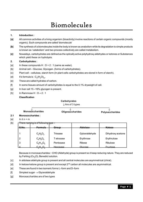 Chemistry Class 12 Biomolecules Notes for IIT JEE & NEET