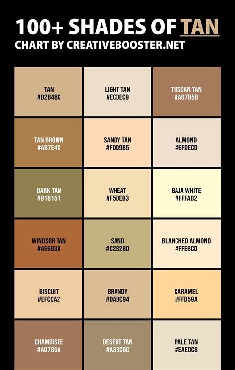 100+ Shades of Tan Color (Names, HEX, RGB & CMYK Codes) – CreativeBooster