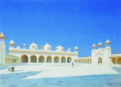 Moti Masjid (Pearl Mosque), Agra, 1874 - 1876 - Vasily Vereshchagin - WikiArt.org