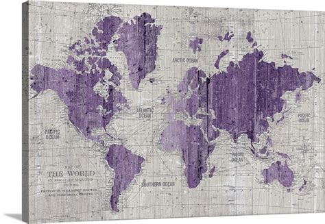 Old World Map Purple Gray | Great Big Canvas