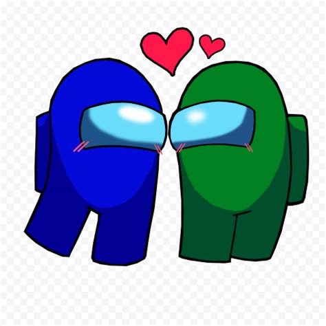 HD Among Us Blue Love Green Characters Valentines Day PNG | Citypng