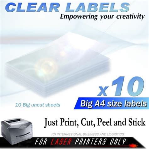 10 x A4 CLEAR LASER PRINTER TRANSPARENCY FILM SHEETS TRANSPARENT ...