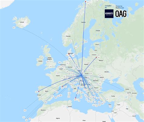 Austrian Airlines Route Map Europe - Gretna Hildegaard