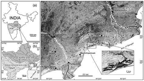 (a) Location of the Krishna-Godavari drainage basins in India. (b ...