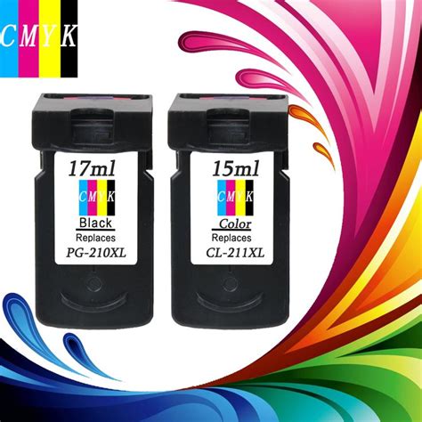 Hisaint Hot PG-210XLCL-211XL Ink Cartridges With Ink Level Display for Canon PIXMA MP495 IP2702 ...