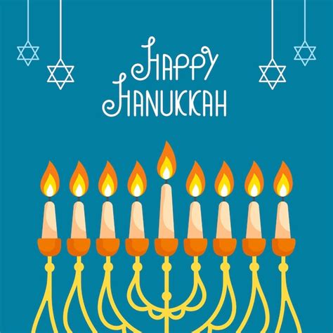 Premium Vector | Happy hanukkah celebration concept with illuminated ...