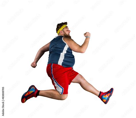 Fat man running Stock Photo | Adobe Stock