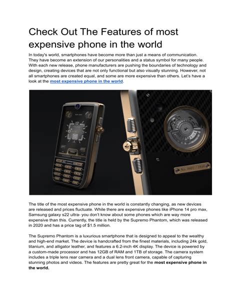 Check Out The Features of most expensive phone in the world