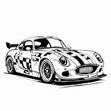Download Stylized Racing Car With Checkered Pattern Coloring Pages  sketch template