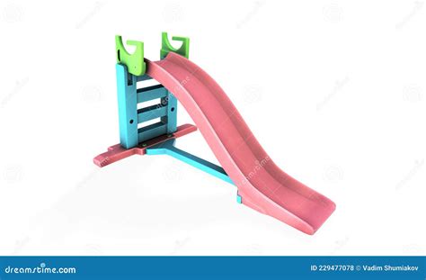 Metal Children`s Slide Isolated on White Background. View at an Angle ...