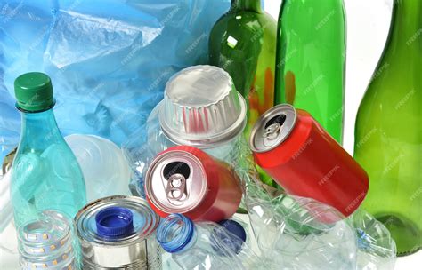 Premium Photo | Trash for recycling with, glass bottles, cans, plastic ...