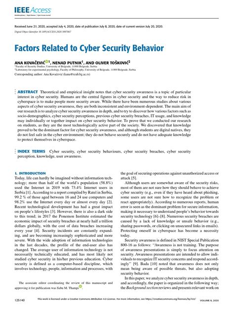 Factors Related To Cyber Security Behavior | PDF | Security | Computer Security