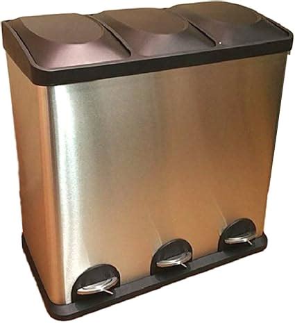 Amazon.com: Triple Compartment Trash Can Recycle Combo Garbage 3 Bin XL Three Way Indoor ...