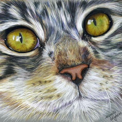 Stunning Cat Painting by Michelle Wrighton | Realistic cat drawing, Cat ...