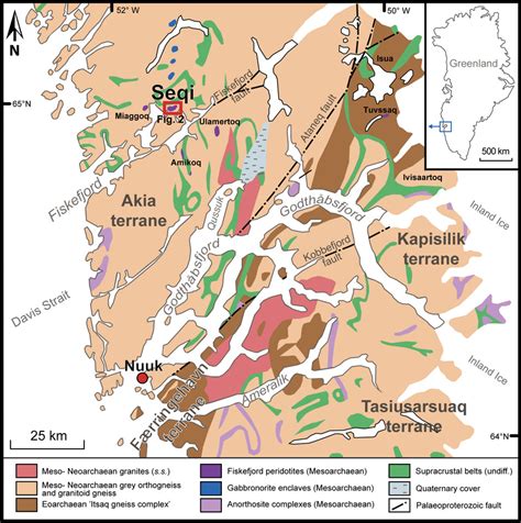 Simplified geological map of the Nuuk region with the Seqi Ultramafic... | Download Scientific ...