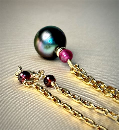 Large Tahitian Black Pearl Necklace With - Etsy