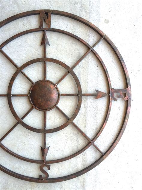 42" Compass, Metal Compass, Nautical Decor, Metal Compass Wall Art, Compass Wall Art, Nautical ...