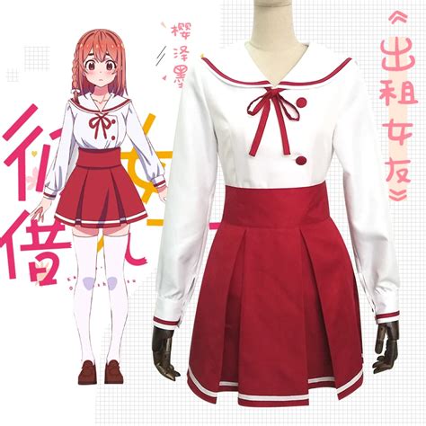 Anime Rent A Girlfriend Kanojo Okarishimasu Sakurasawa Sumi Cosplay Costume Lolita Girls School ...