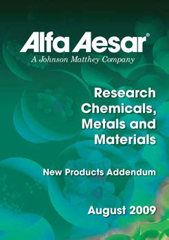 New Research Chemicals Catalog Addendum from Alfa Aesar