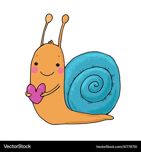 Cute cartoon snail with heart Royalty Free Vector Image