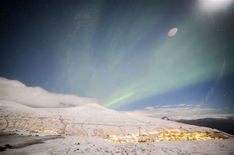 Faroe Islands Snow And Northern Lights Stock Photo - Download Image Now ...