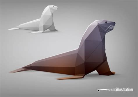 Origami walrus of paper | download Free Animal Vectors